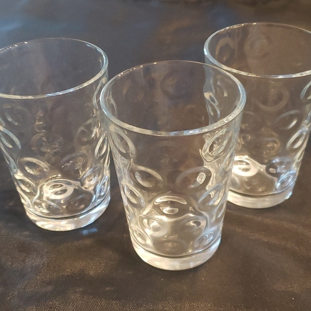 Pasabahce set of 3 Bubble Circle Ring drinking or juice glasses
